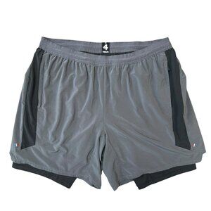 Fourlaps Athletic Running Shorts Lined Training Gym Workout Gray Black Mens XL